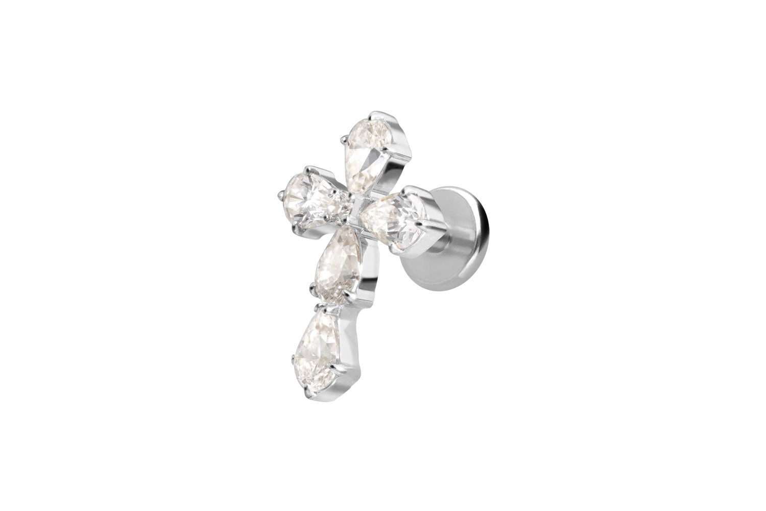 Titan Labret Piercing mit Innengewinde KRISTALLKREUZ